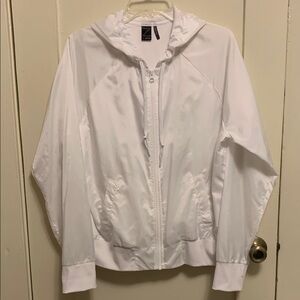 Z by Zella Hooded Lined Windbreaker Jacket Full Zip Lightweight White
